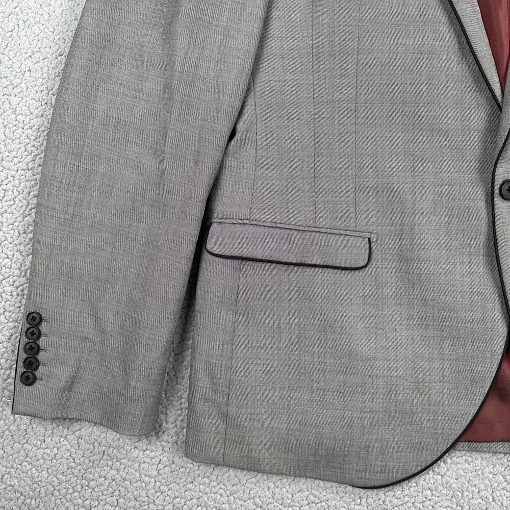 NEXT Signature Angelico Super 100s Blazer Men 46R Grey Slim Fit Woven in Italy
